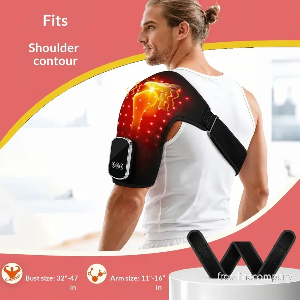 Trådlös Värme-Massager för Axel med Rödljus – Axelstöd med Vibration och Värme