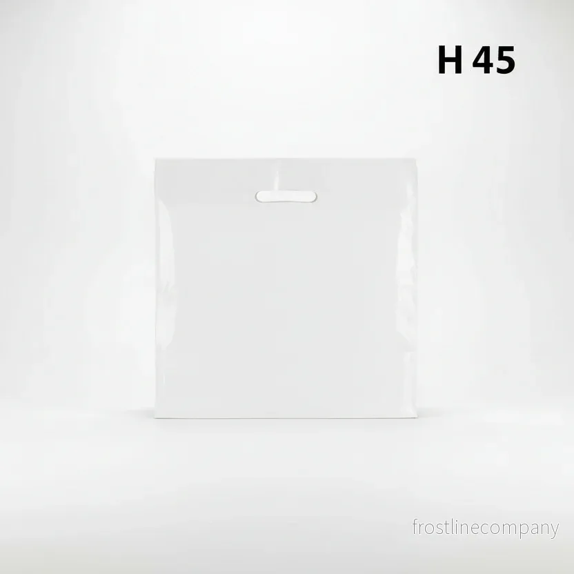Plastpåse, stor, vit, förp. med 100 st., 50 micron, B 56 x D/BF 10 x H 45 cm, förstärkta handtag