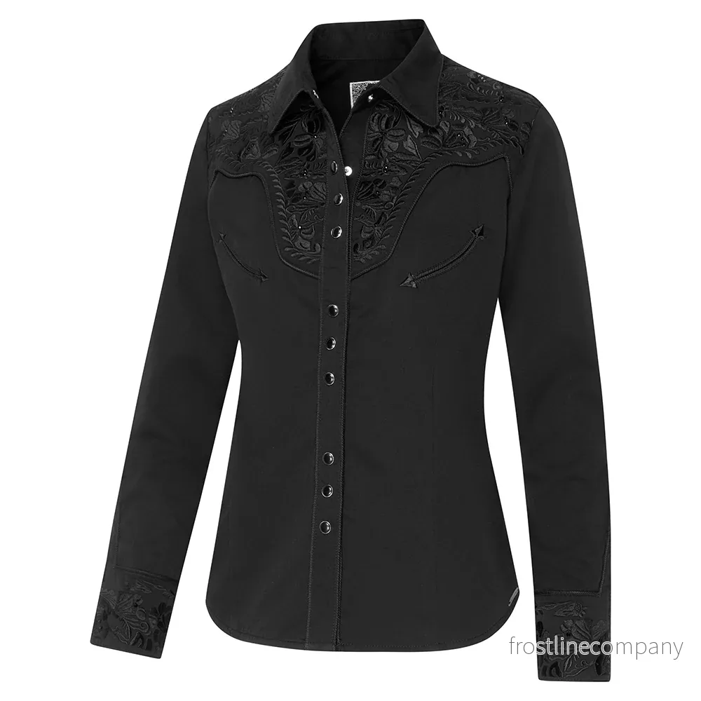 Westernblus Svart med svarta broderier Westernblus Svart med svarta broderier