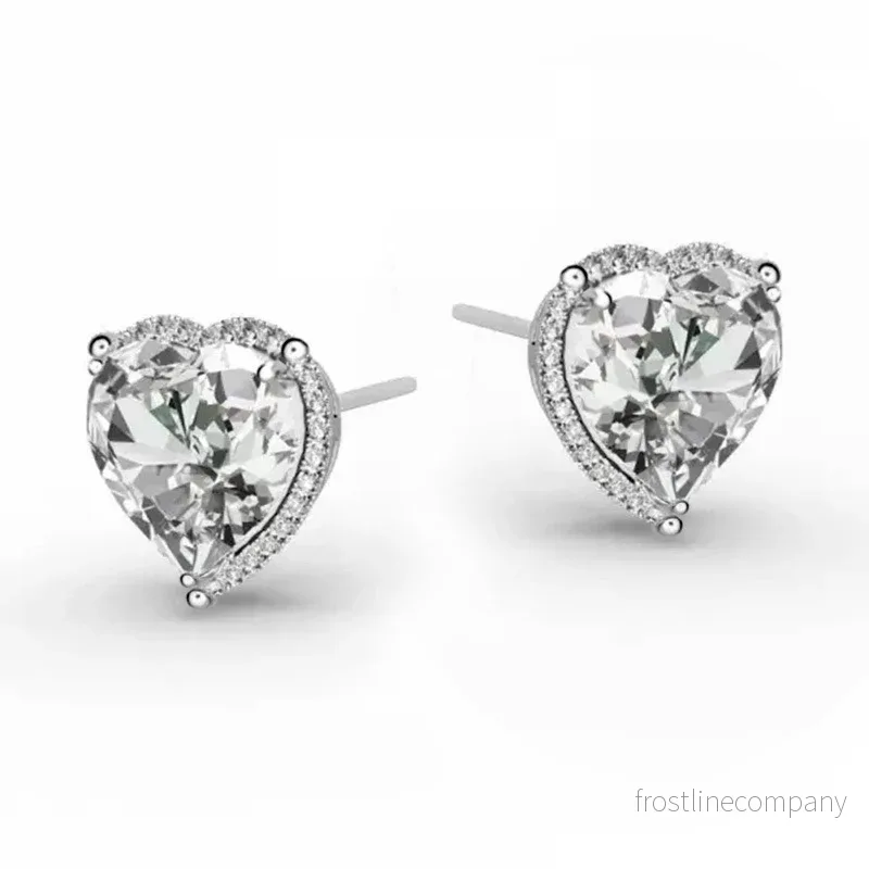 Hjärtformade Örhängen med Zirkon - Sweet Peach Heart Studs - Vitguld Pläterad - Bild 2