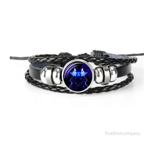 Zodiac Armband med Stjärntecken - Lysande Konstellation - Flätat Läderarmband - 12 Motiv - Bild 3