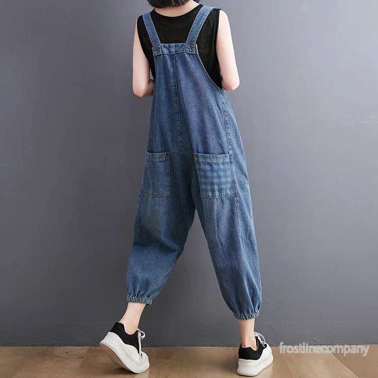 Luftiga och Bekväma Hängselbyxor i Denimstil för Dam - Bild 2