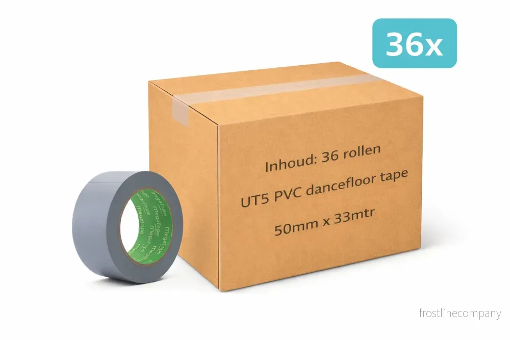 36x MegaTape UT5 · PVC-tejp för dansgolv · 33 m på rulle · 50 mm · grå