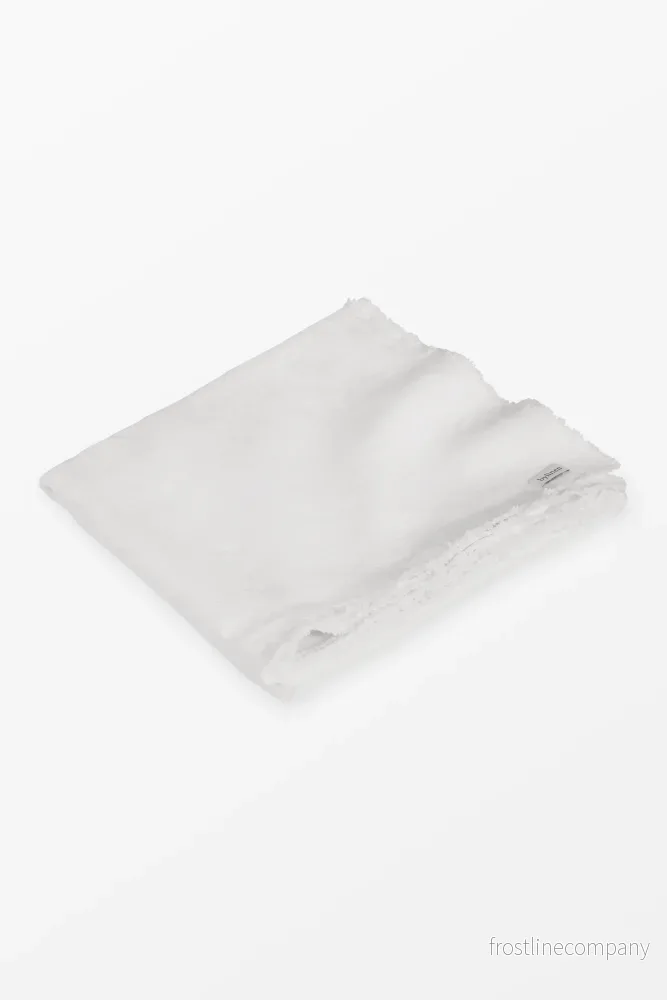 Fringed Linen Tablecloth White