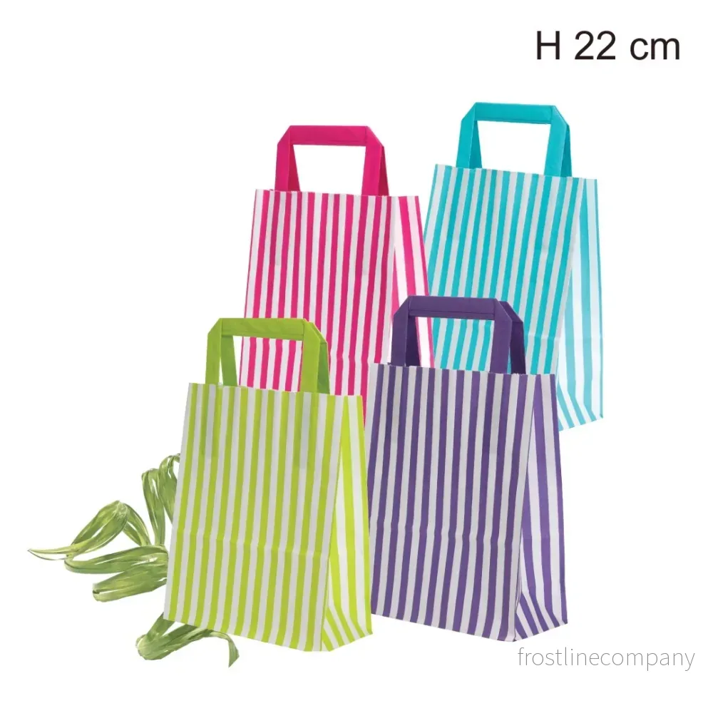 Papperspåse, randig, rosa, B 18 x D/SF 8 x H 22 cm., förp. med 50 st., 80 gram - Bild 2