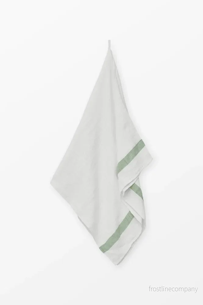 Linen waffle towel – Green Stripe Linen waffle towel – Green Stripe