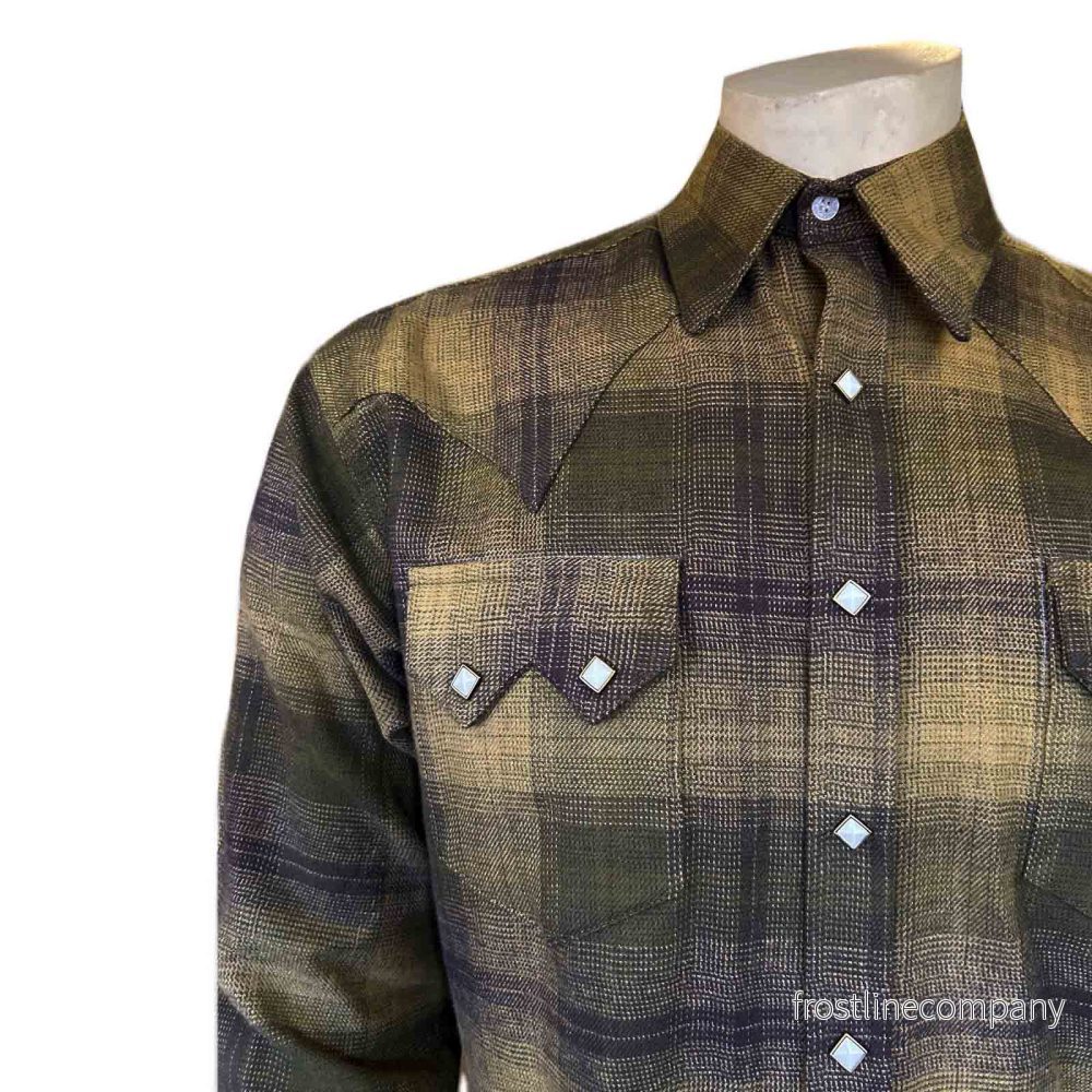 Westernskjorta Rockmount Ranch Wear Plush Flanell Olive & Grey - Bild 3