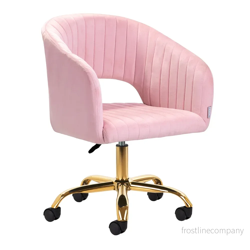 4Rico QS-OF212G Taburett med Hjul i Sammet – Rosa 4Rico QS-OF212G Taburett med Hjul i Sammet – Rosa