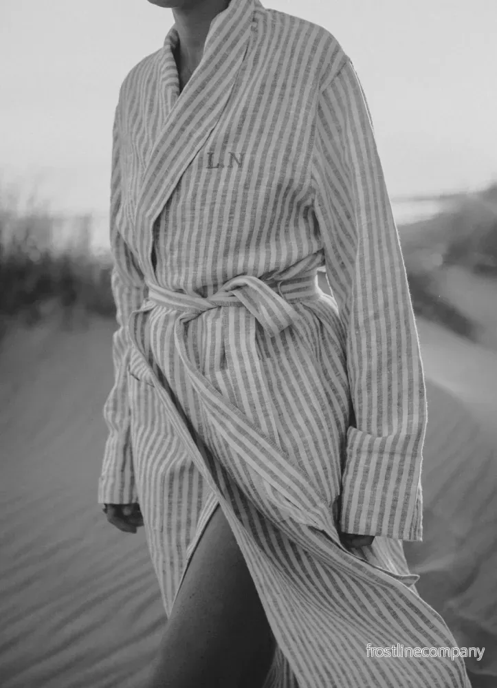 Linen Bathrobe Candy Stripe Pink - Bild 2