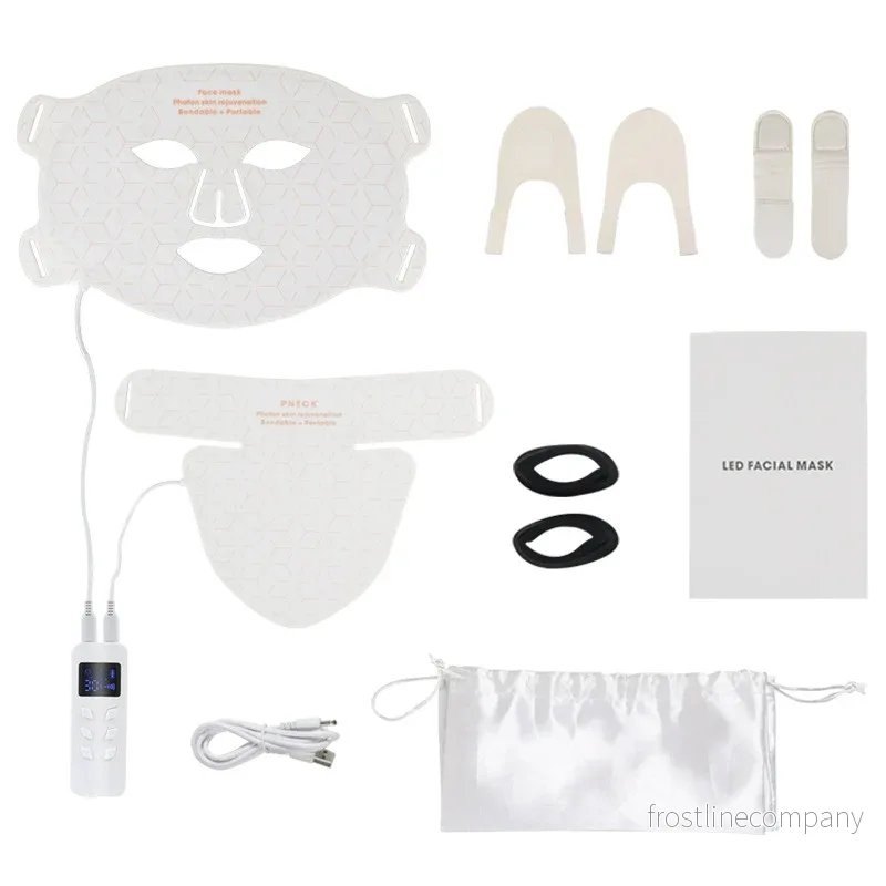 LED Ansiktsmask Silikon + Hals - 4 Färger Röd Blå Gul IR - Bild 3