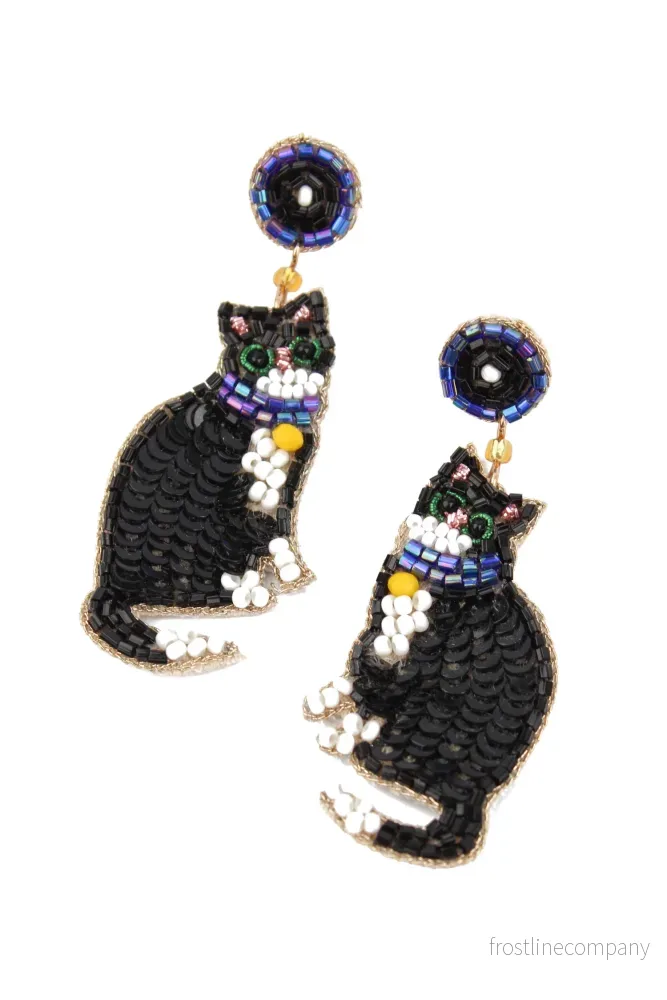 Örhängen svart/vit katt Örhängen svart/vit katt