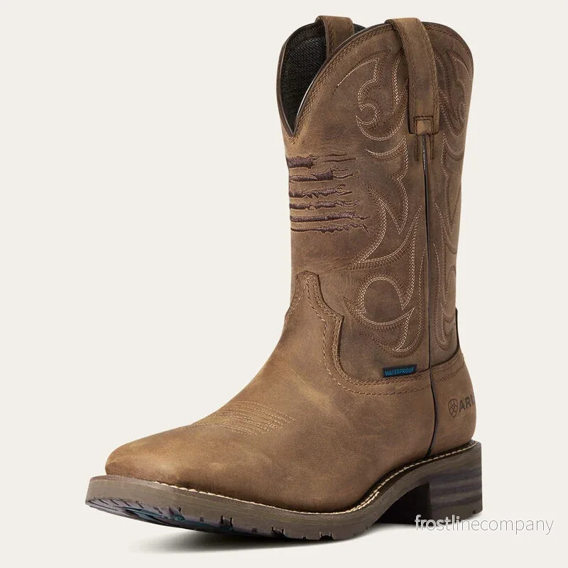 Ariat Hybrid Patriot Waterproof Distressed Brown Western Boot Ariat Hybrid Patriot Waterproof Distressed Brown Western Boot