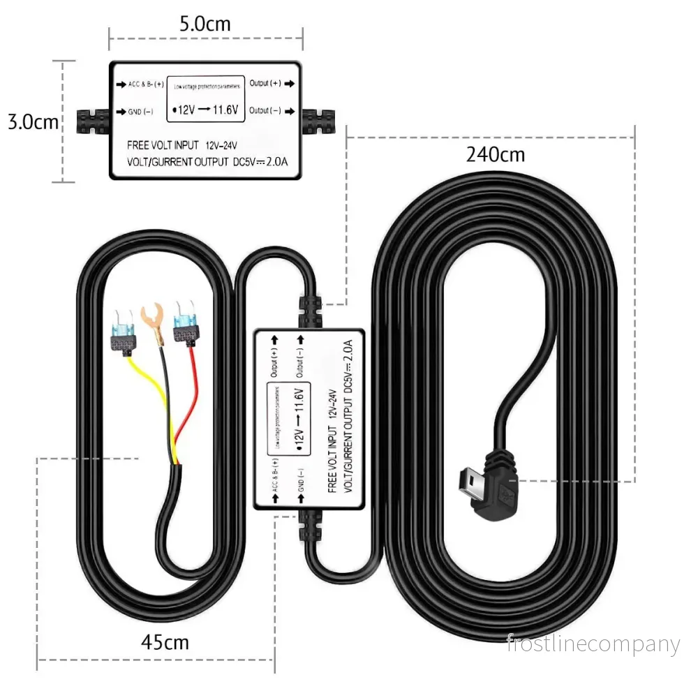 AZDome Hardwire kit Mini USB 3-wire - Bild 2