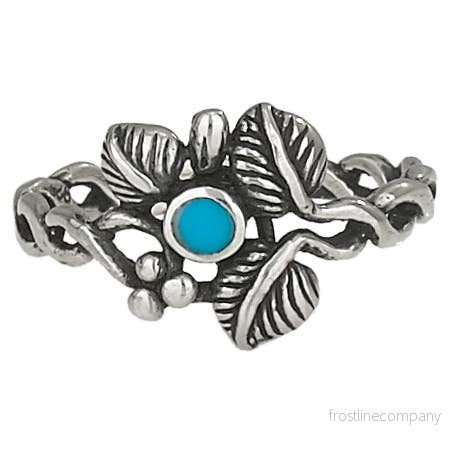 Silverring med Turquoisesten och silverblad