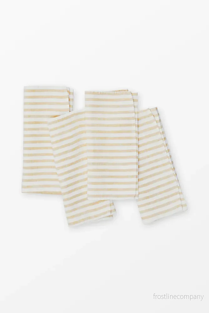 Linen napkin Breton stripe Yellow – Set of 4