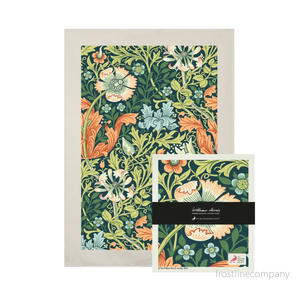 William Morris set kökshandduk och disktrasa Compton Green William Morris set kökshandduk och disktrasa Compton Green