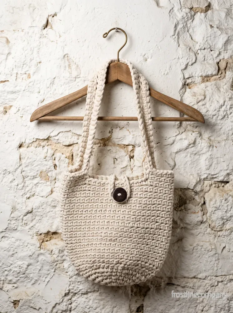 Crochet bag med kokosknapp