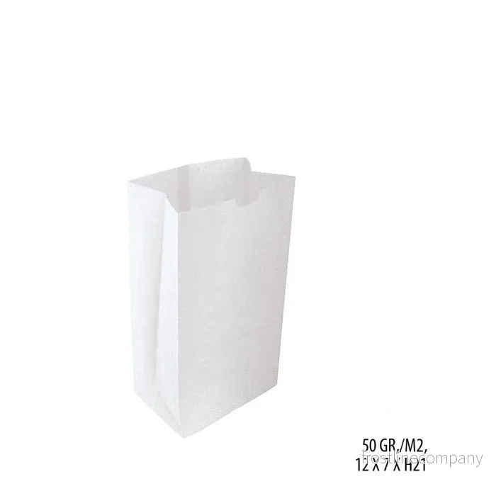 Papperspåse. H 21 cm. 200 st. Med bottenvecka, vit