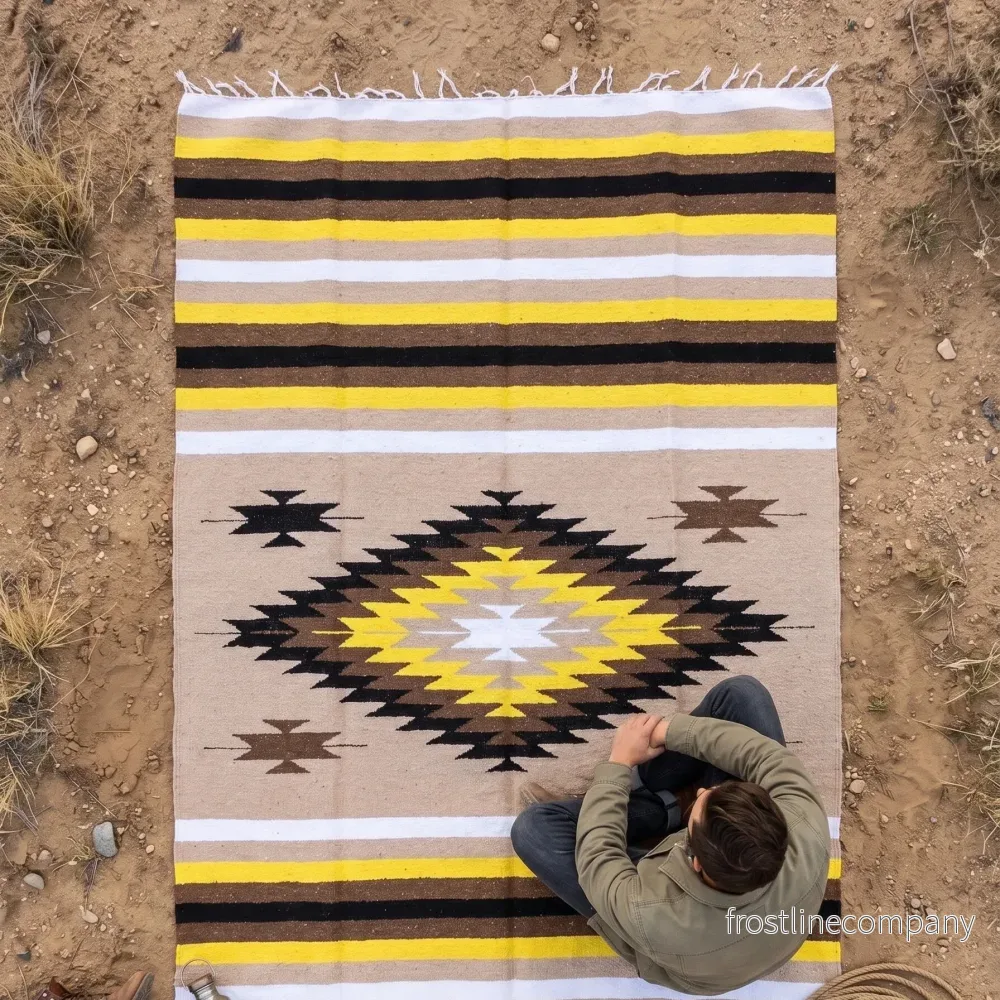 Mexican Brown & Gold Diamond Blanket