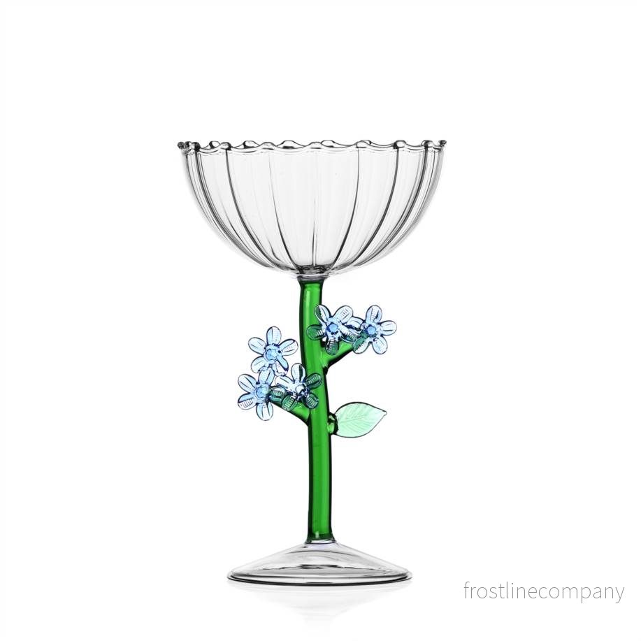 Champagneglas Coupe Botanica blå blommor Champagneglas Coupe Botanica blå blommor