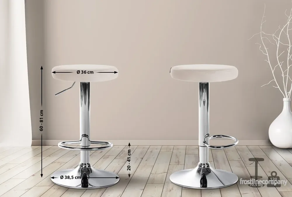Set med 2 Barstolar Sammet Justerbar Vridbar 109 Krämfärgad - Bild 2