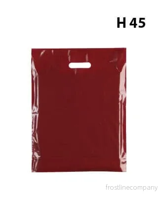 Plastpåse, mellan, bordeaux, förp. med 100 st., 45 mikron, B 39 × D/BF 10 × H 45 cm, förstärkta handtag