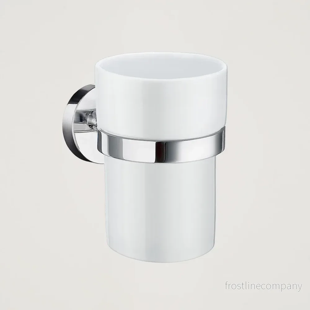 Tandborstglas HK343P krom, vit porslin Tandborstglas HK343P krom, vit porslin
