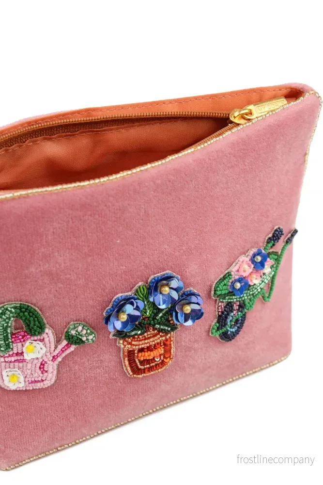 Broderad medium sminkväska/necessär trädgård - Bild 3