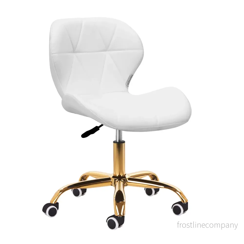 4Rico QS-06 Justerbar Taburett med Hjul – Guld/Vit 4Rico QS-06 Justerbar Taburett med Hjul – Guld/Vit