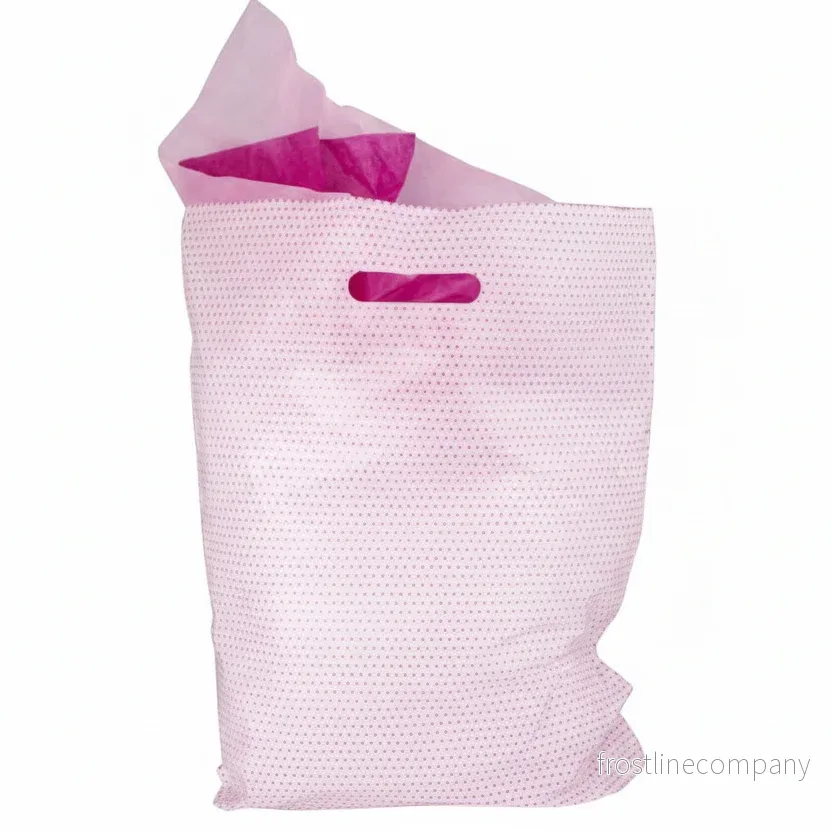 Plastpåse, mellan, vit med rosa prickar, H 45 cm