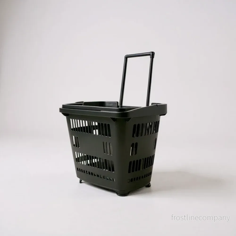Kundkorg med hjul och teleskophandtag – 31 liter, svart - Bild 2