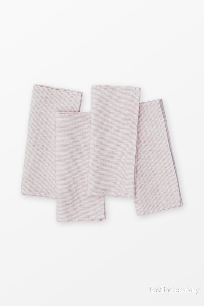 Linen napkin Micro stripe Pink – Set of 4