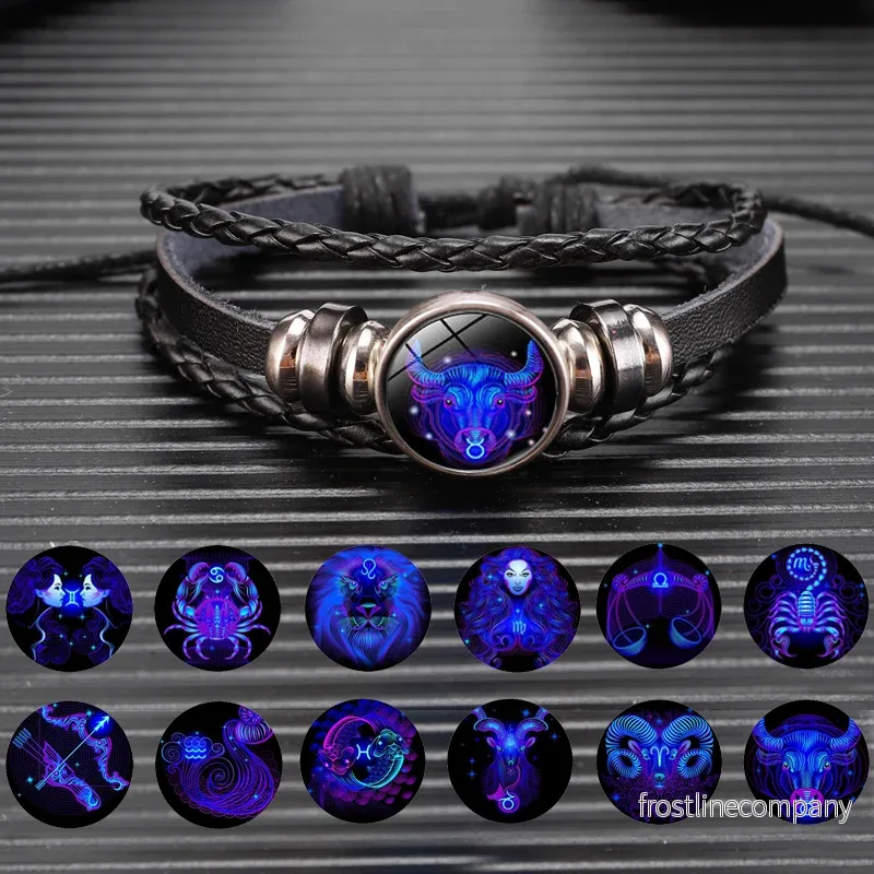 Zodiac Armband med Stjärntecken – Lysande Konstellation – Flätat Läderarmband – 12 Motiv Zodiac Armband med Stjärntecken – Lysande Konstellation – Flätat Läderarmband – 12 Motiv