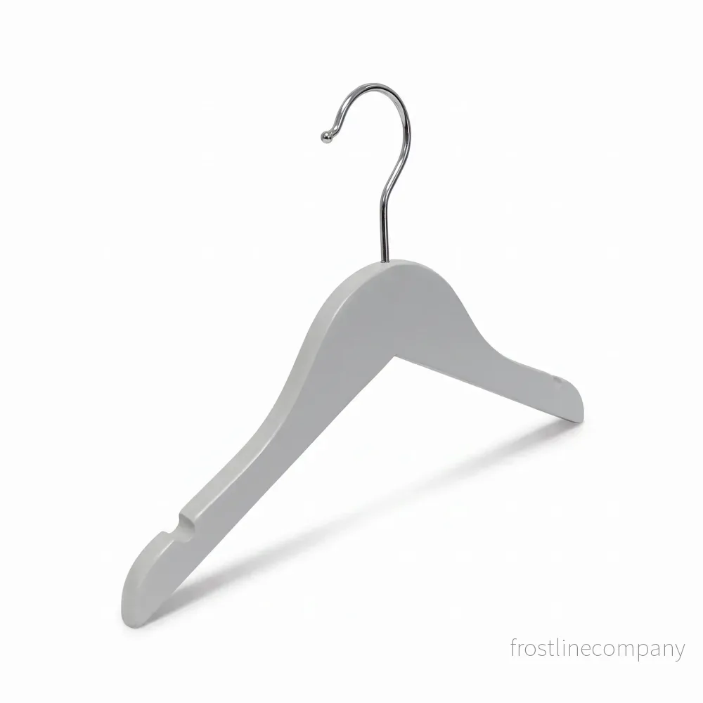 Trähängare, massiv, flat, junior, med hak och utan stång, vit, 32 cm - Bild 3