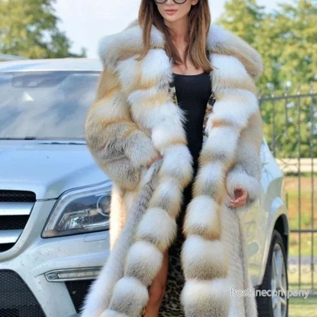 Pälsjacka Lång Fuskpäls Vit Med Luva – Maxi Coat 120cm Pälsjacka Lång Fuskpäls Vit Med Luva – Maxi Coat 120cm