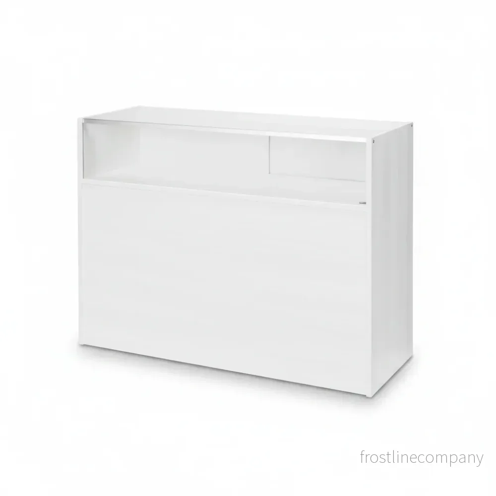 Slimline Disk, glasmodul, med 1/4 glasfront och skjutdörrar, vit, B 122 × D 46 × H 96 cm