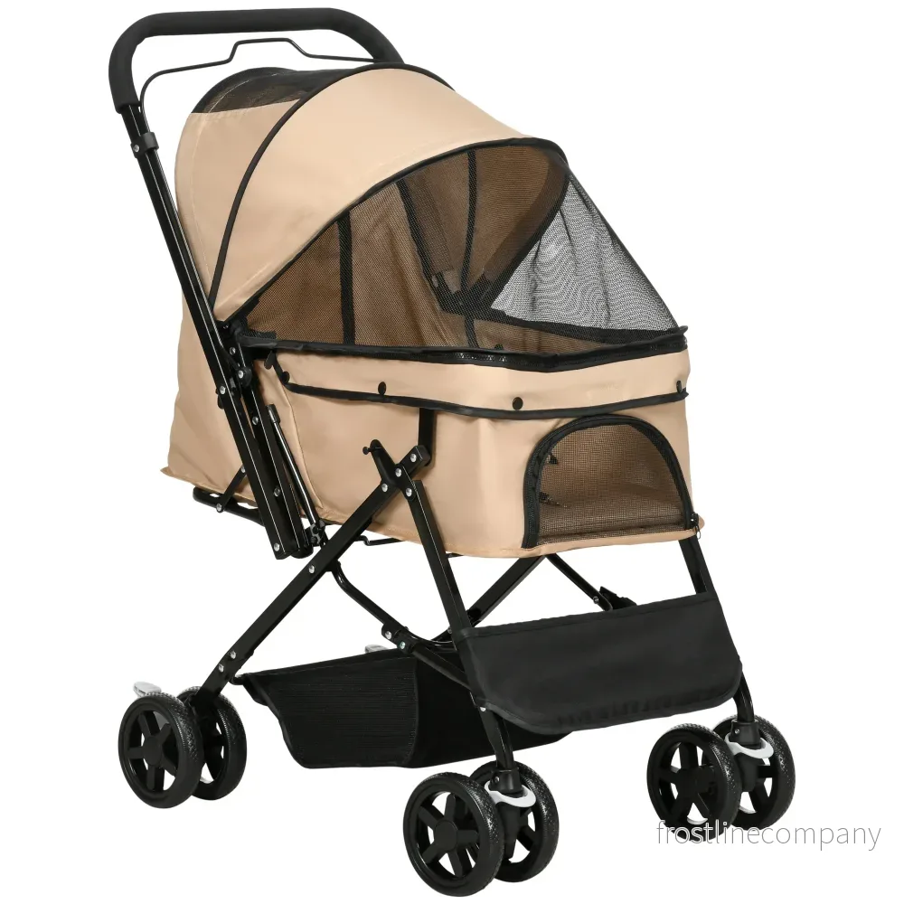 Djurvagn Hundvagn Kattvagn – Hopfällbar Pet Stroller – 4-hjul – Ljusbrun – Upp till 10kg Djurvagn Hundvagn Kattvagn – Hopfällbar Pet Stroller – 4-hjul – Ljusbrun – Upp till 10kg