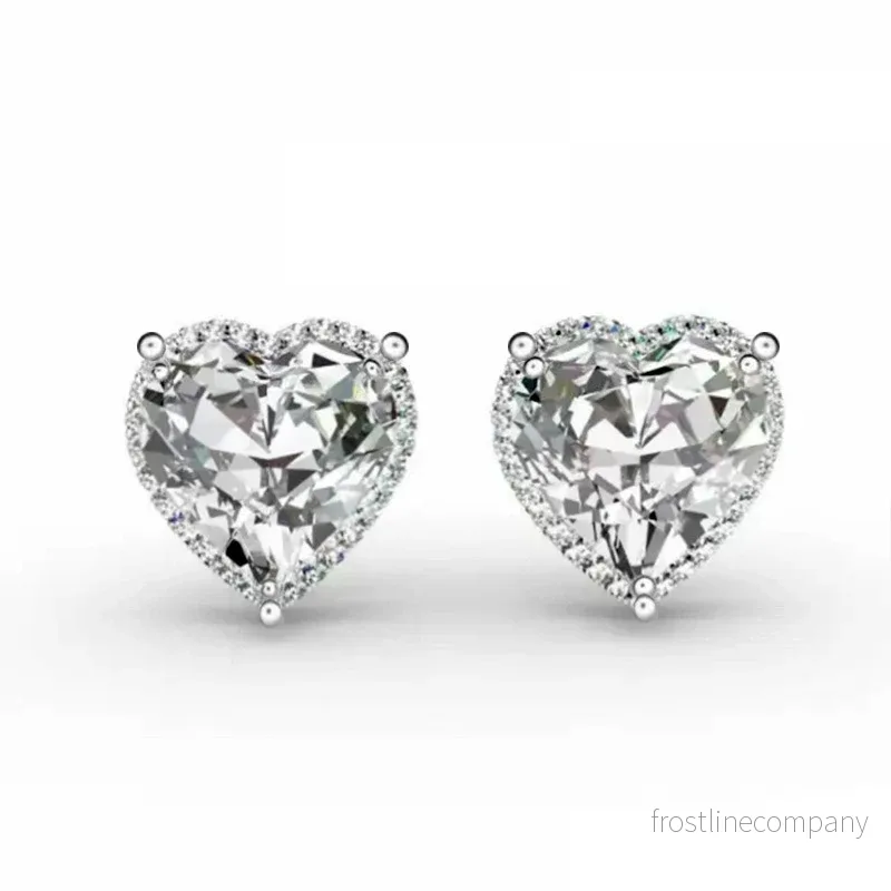 Hjärtformade Örhängen med Zirkon - Sweet Peach Heart Studs - Vitguld Pläterad - Bild 3