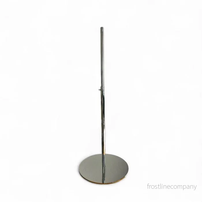 Metallfotp för skyltdockor. Krom - EXTRA stor fotplatta Ø 40 cm, H66-132 cm