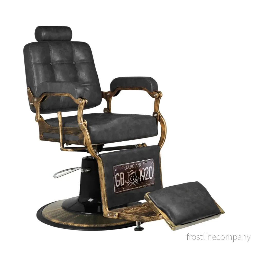 Barberstol Gabbiano Boss HD Vintageläder – Svart