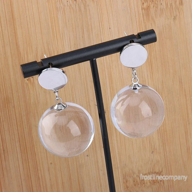 Transparenta Runda Örhängen – Bubbla Glas 2,2cm – Silver Stud – Hängande Statement 4,2cm Transparenta Runda Örhängen – Bubbla Glas 2,2cm – Silver Stud – Hängande Statement 4,2cm
