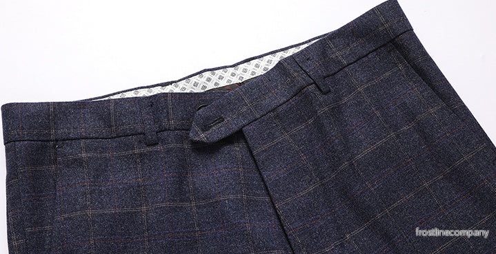 Kostym Herr Rutig 3-delad - Plaid Business Slim Fit M-5XL - Bild 3