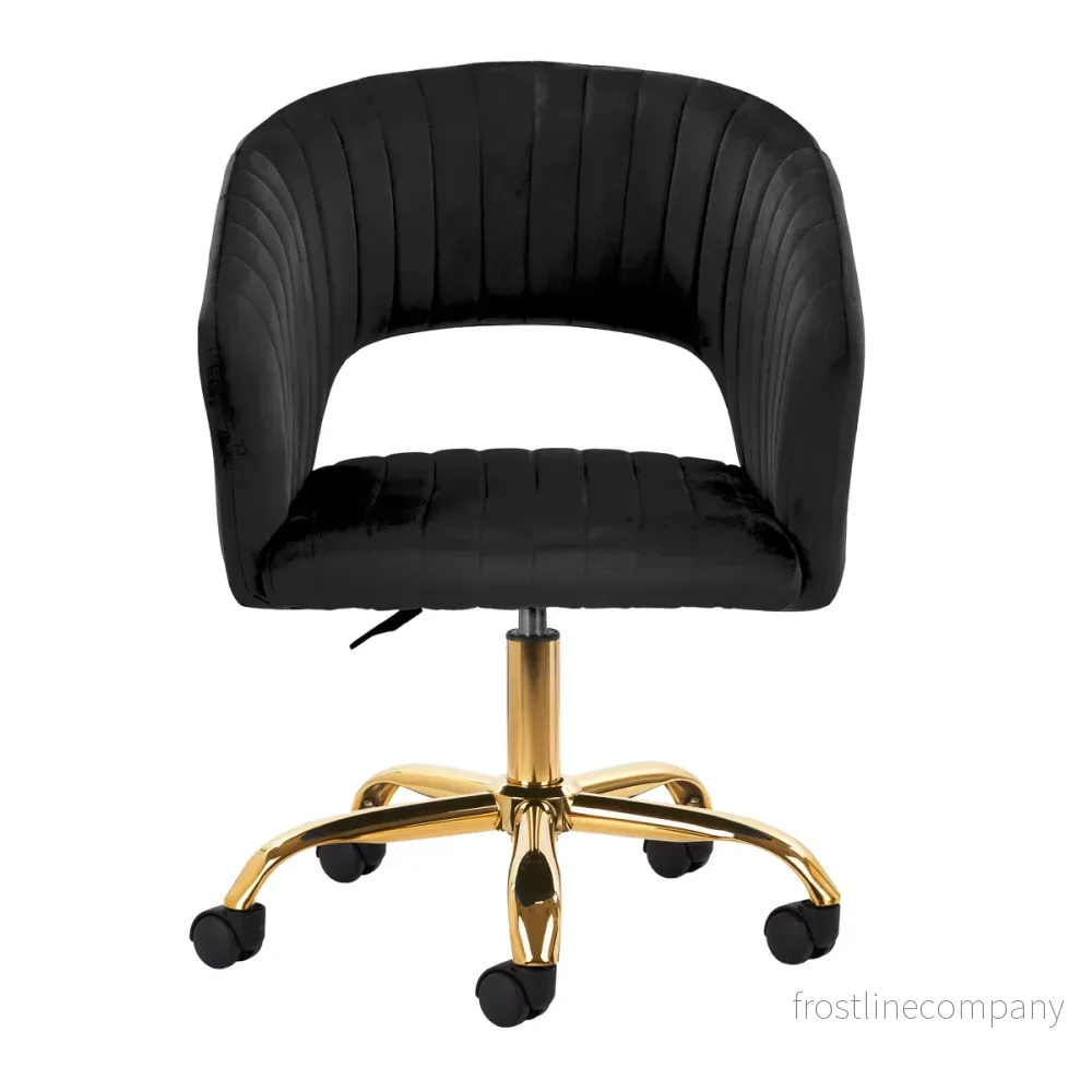 Taburett 4Rico QS-OF212G i sammet med hjul - Svart - Bild 2