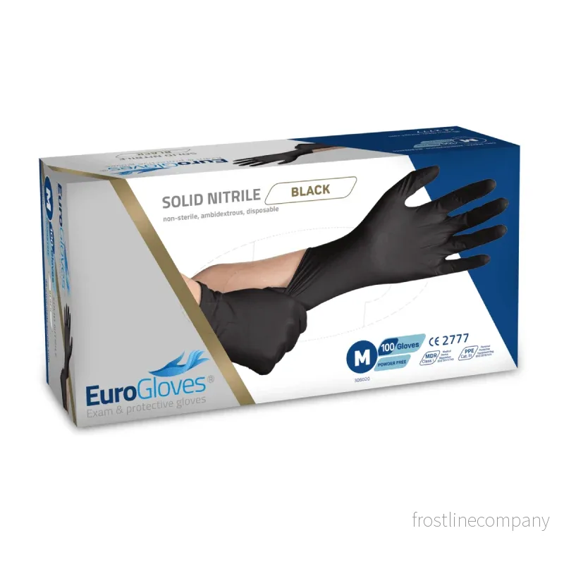 EuroGloves Solid Svarta Nitrilhandskar - 100 st - Bild 2