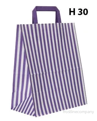 Papperspåse, randig, lila, B 25 x D/SF 14 x H 30 cm, förpackning om 50 st., 80 gram