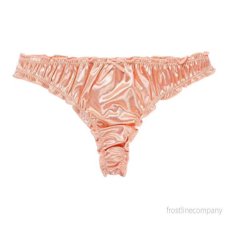 Trosor Dam Satin - Andningsbara T-String med Bomullsgren - S M L XL - 7 Färger - Bild 3