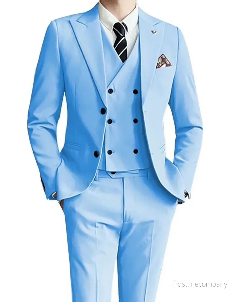 Kostym Herr 3-delad Slim Fit - Kavaj Väst Byxa - 17 Färger Bröllop - Bild 2