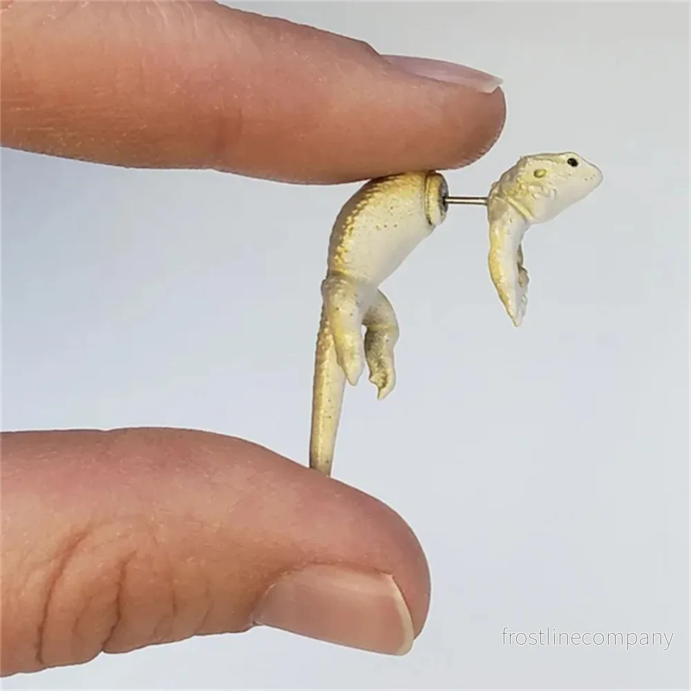 Roliga Ödla-Örhängen - 3D Lizard Studs - Realistisk Design - Bild 3