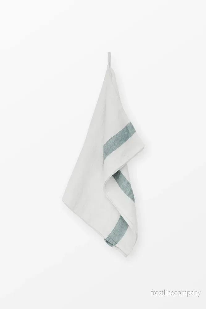 Linen waffle guest towel – Blue Stripe Linen waffle guest towel – Blue Stripe