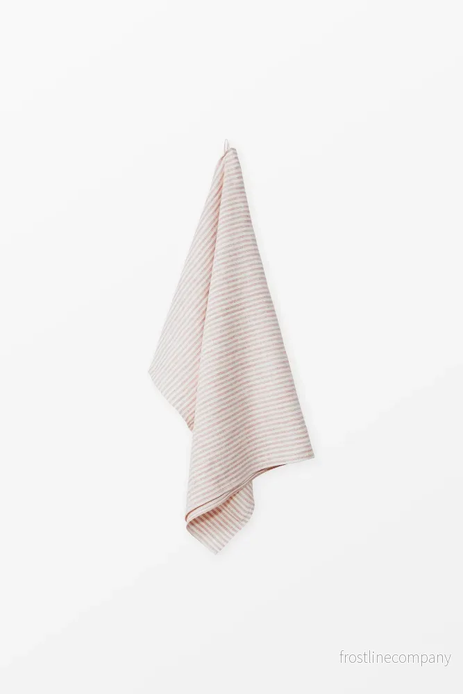 Linen Bath Towel Candy Stripe Pink